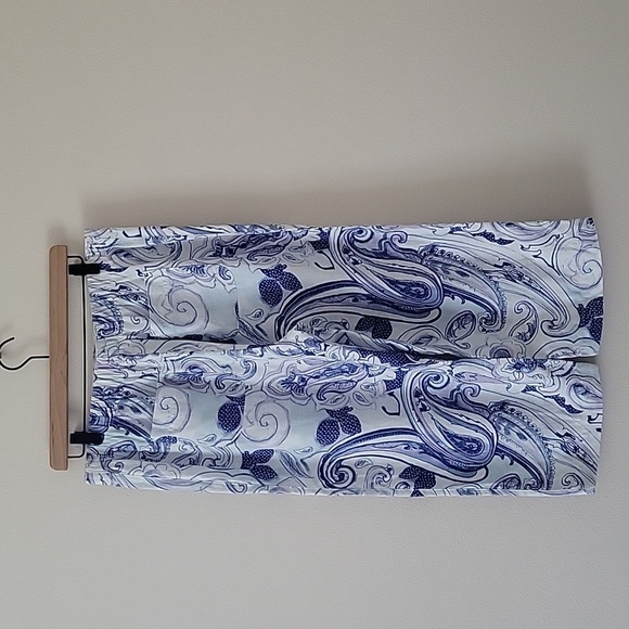 Chico's Blue White Paisley Linen Crop Pants Size Medium/8 - Picture 4 of 6